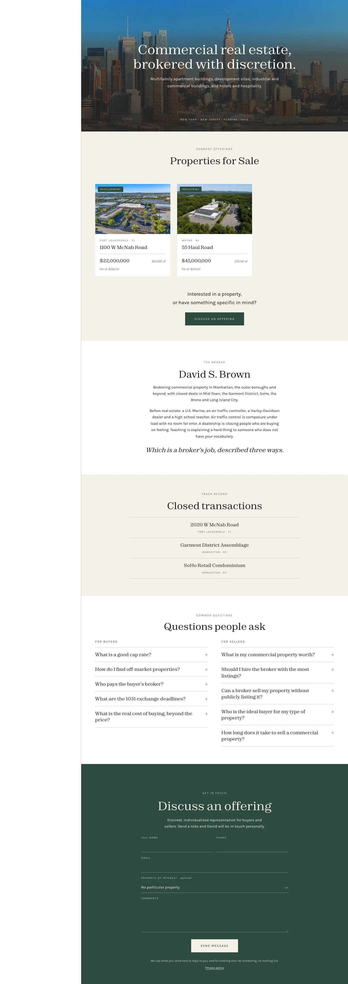 The full Baron Realty homepage